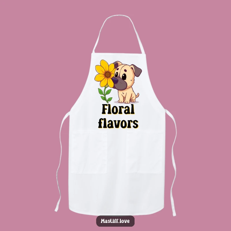 Funny Mastiff Flower Apron: Nature-Loving Chef Gear for Gardeners