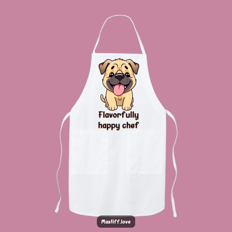 Funny Happy Mastiff Apron: Joyful Tongue Lolling Dog Kitchen Wear Gift