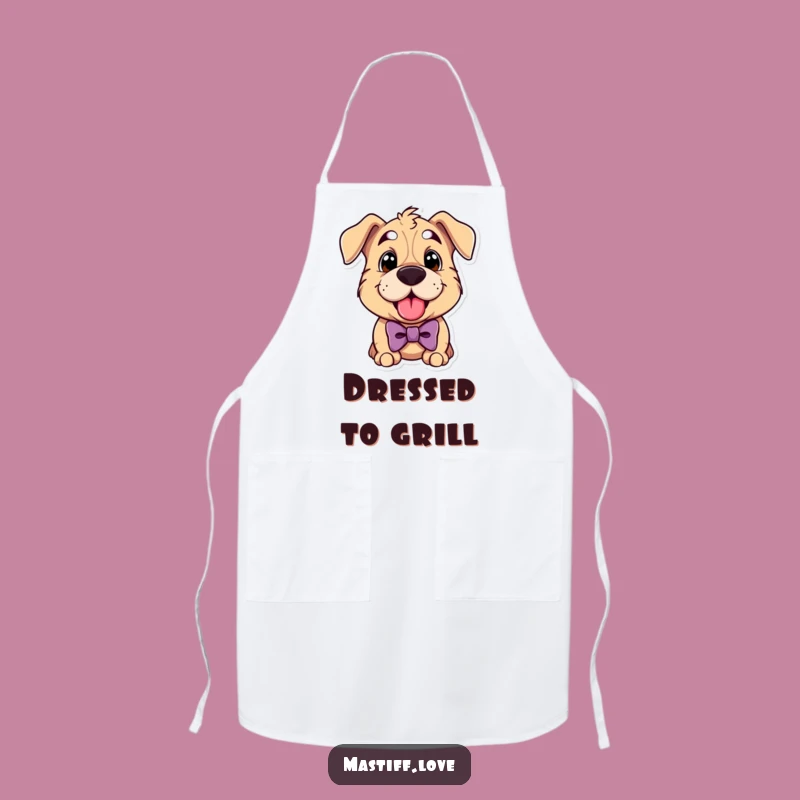 Funny Mastiff Bowtie Apron: Dapper Dog Chef Apron, Stylish Kitchen Gift