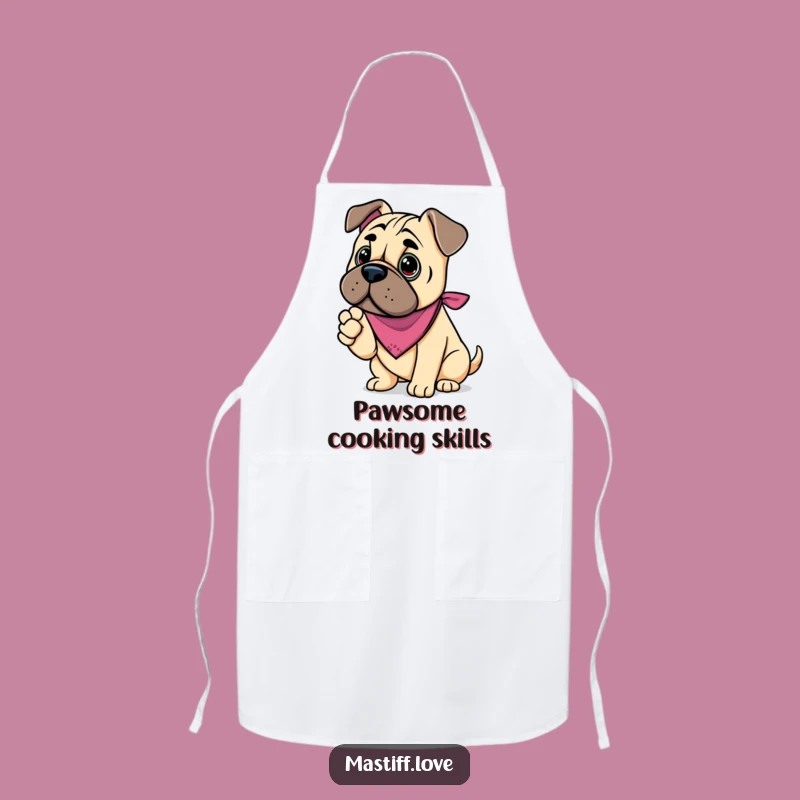 Funny Kawaii Mastiff Apron: Paw Shaking Chef, Perfect Kitchen Gift