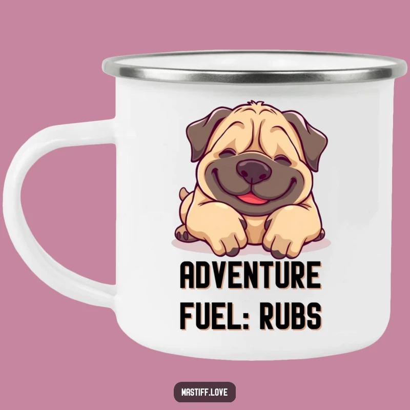 Funny Giggling Mastiff Camping Mug: Adventure Dog Belly Rub - Outdoor Fun