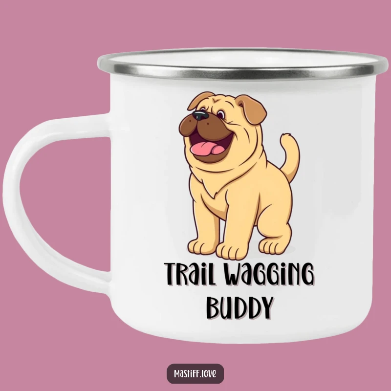 Durable Funny Mastiff Puppy Wagging Tail Camping Mug - Giant Dog Outdoor Gift