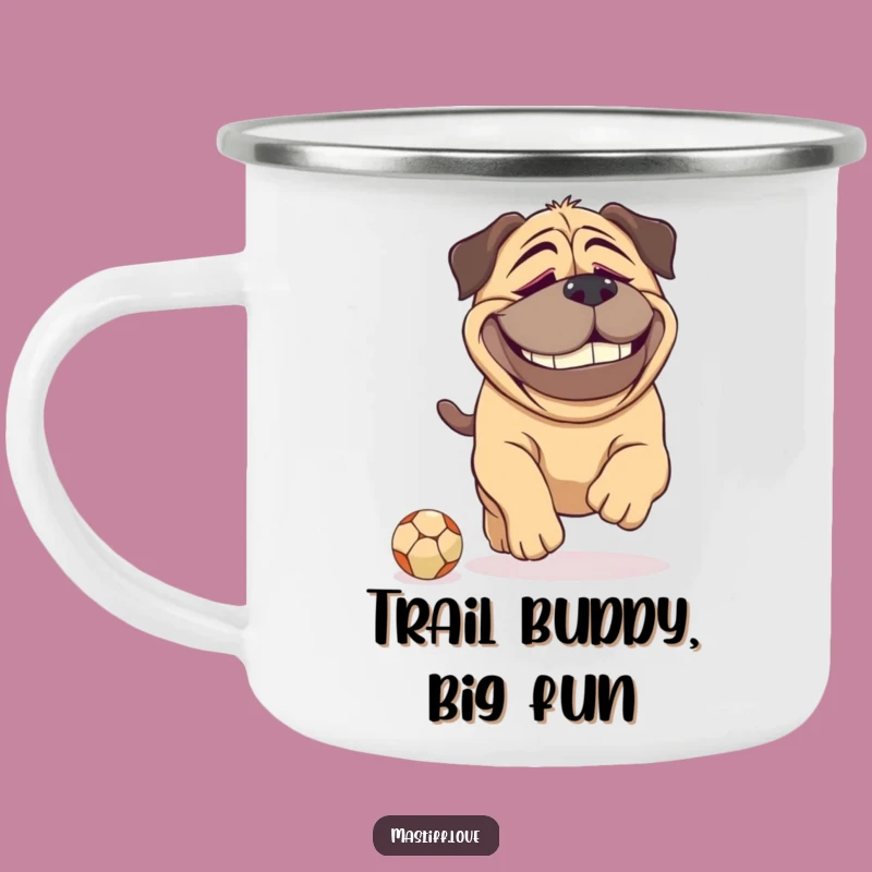 Funny Large Mastiff Dopey Chase Camping Mug - Outdoor Dog Humor Gift