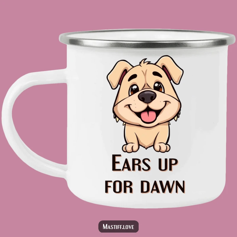Funny Mastiff Camping Mug: Adventure with Excited Ears, Hilarious Camp Gear, Gift