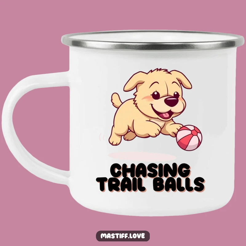 Funny Mastiff Camping Mug: Playful Chase & Hilarious Outdoor Companion