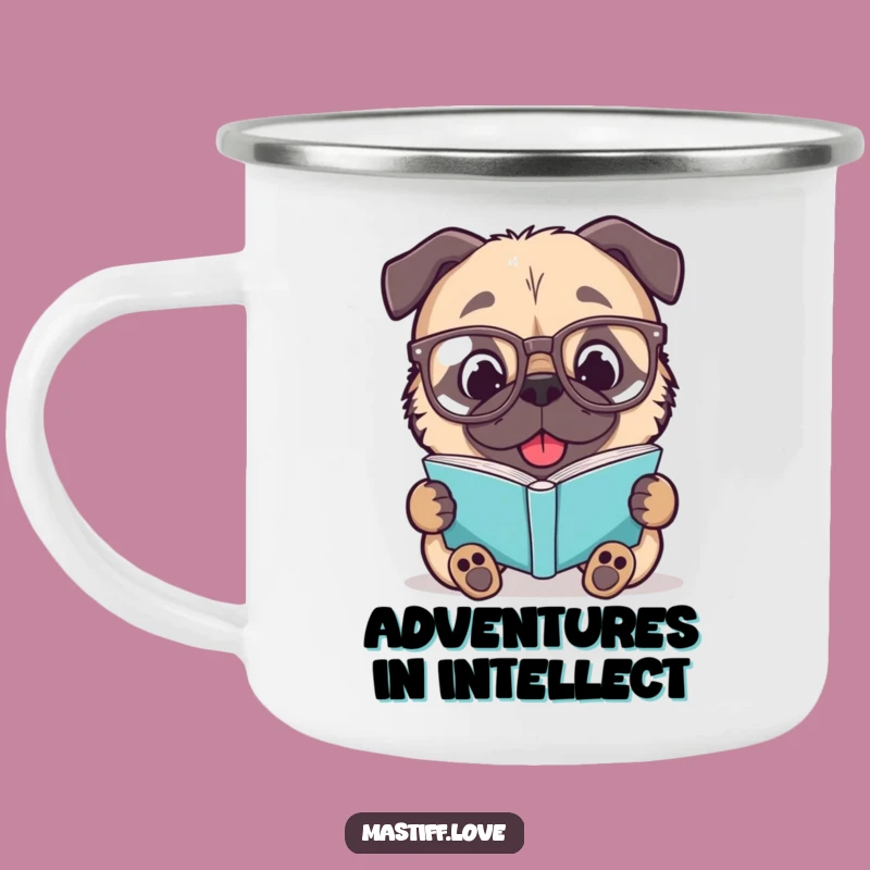 Funny Mastiff Enamel Mug: Delightful Spectacled Dog Camp Coffee Gift