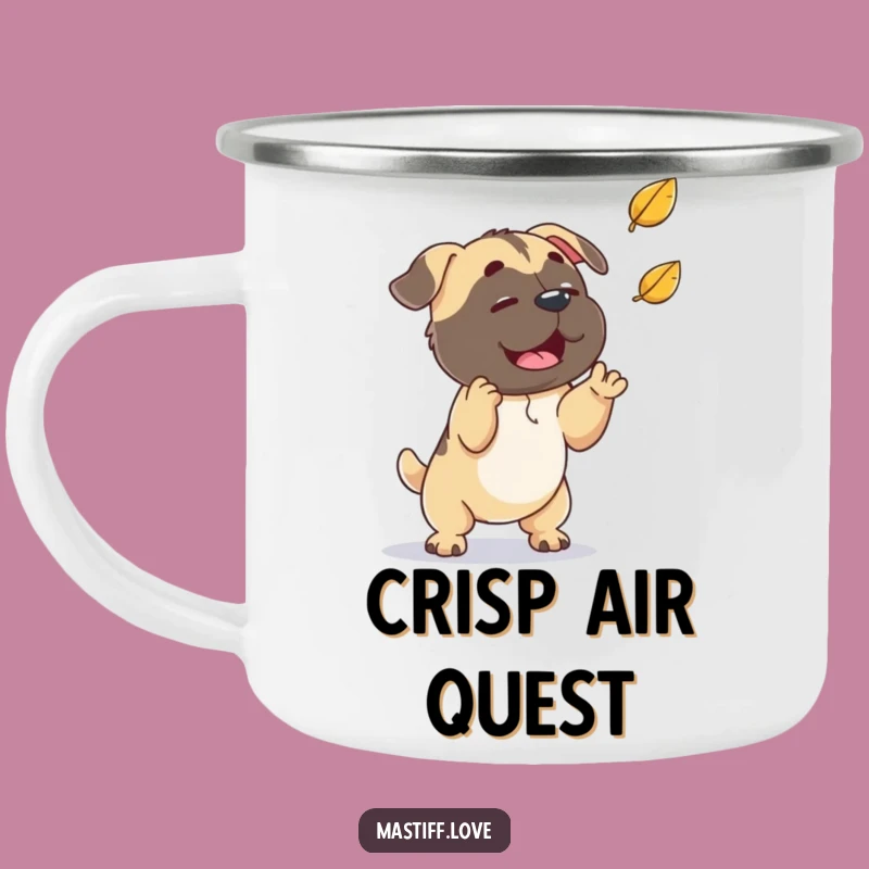 Funny Mastiff Leaf Camping Mug: Adventure-Ready Pup Cup for Outdoors