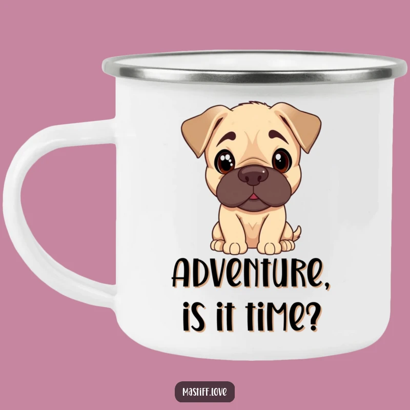 Funny Mastiff Puppy Head Tilt Camping Mug - Curious Outdoor Dog Humor Gift