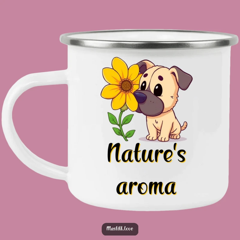 Funny Mastiff Flower Camping Mug: Adventure-Ready Pup Cup for Outdoors