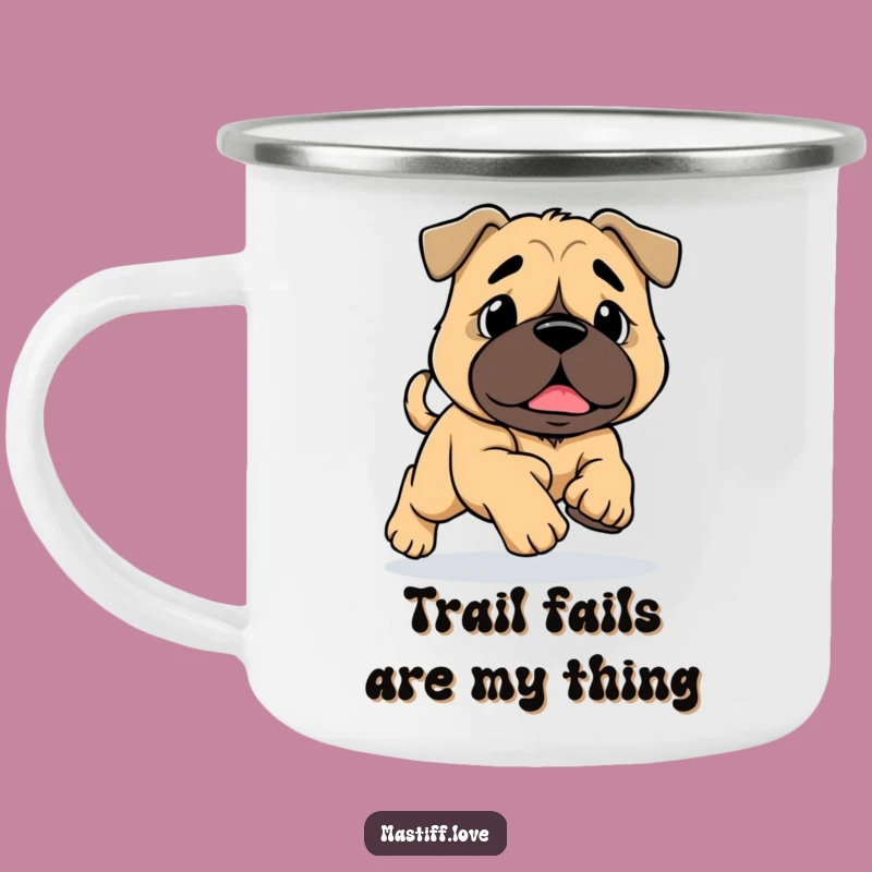 Funny Mastiff Tripping Camping Mug: Rugged Big Paw Dog Running Camp Cup Gift
