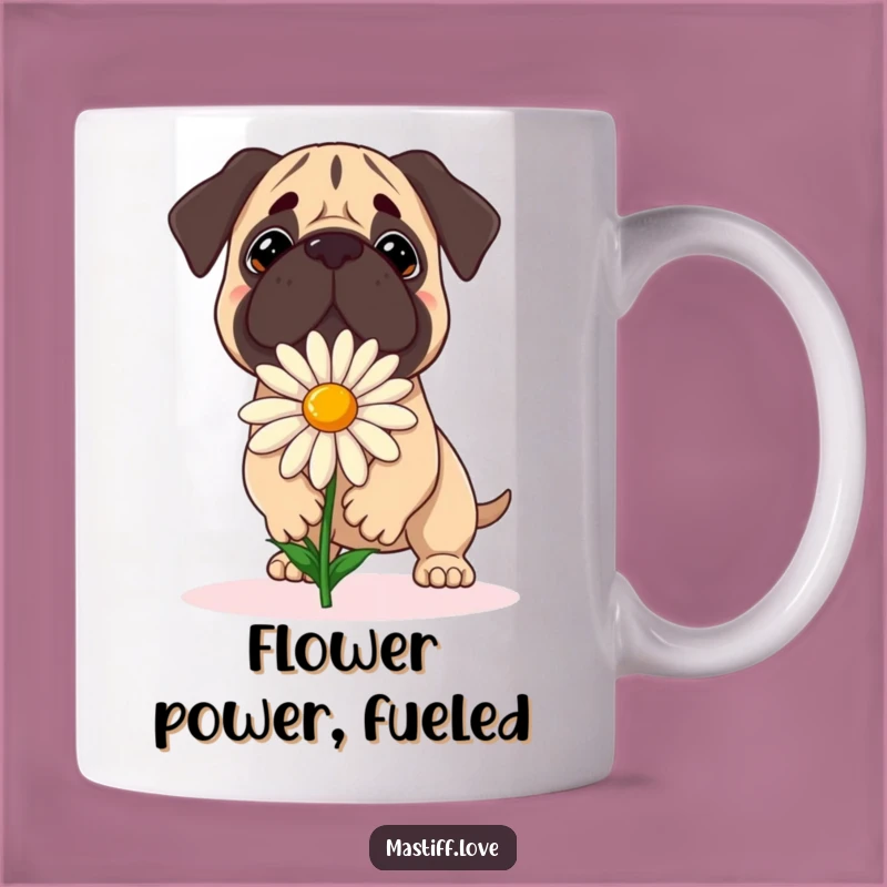 Funny Balancing Mastiff Daisy Mug - Hilarious Delicate Flower Gift