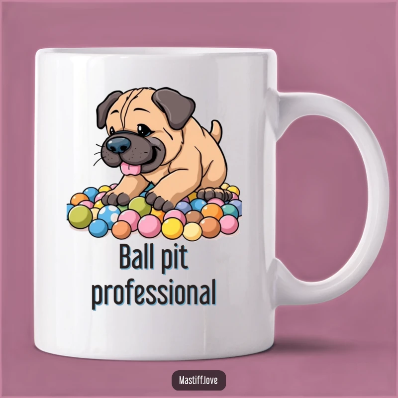Funny Energetic Mastiff Mug - Enthusiastic Dog Lover Gift Digging Balls!