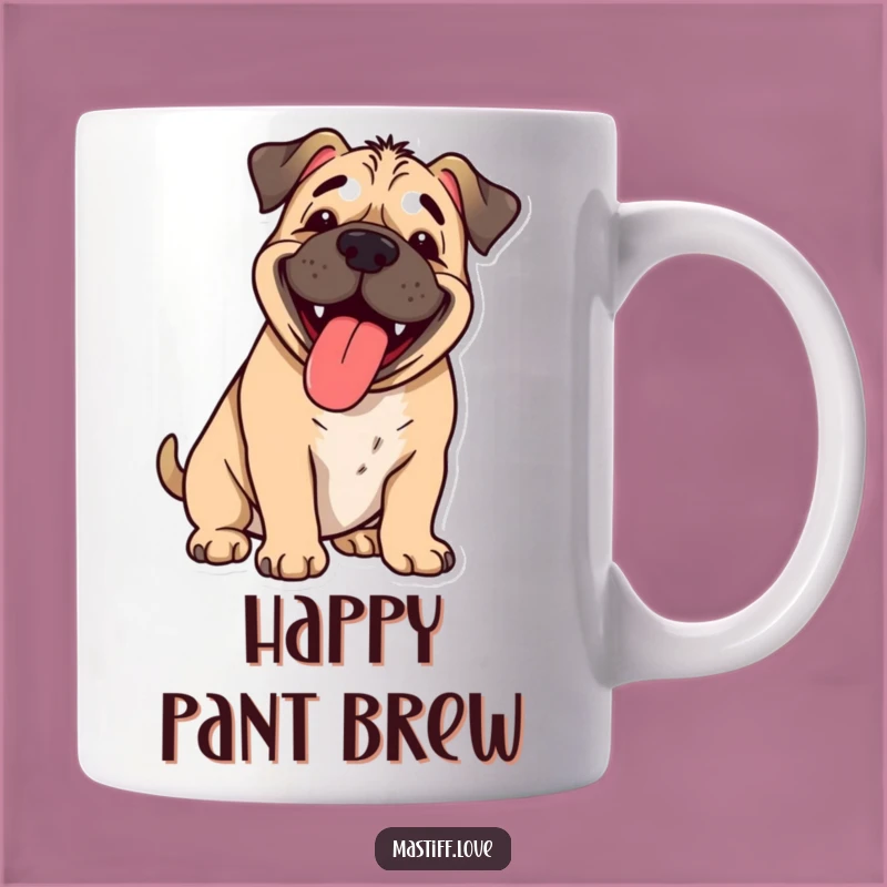 Funny Happy Mastiff Panting Mug: Joyful Cartoon Dog Gift for Dog Lovers