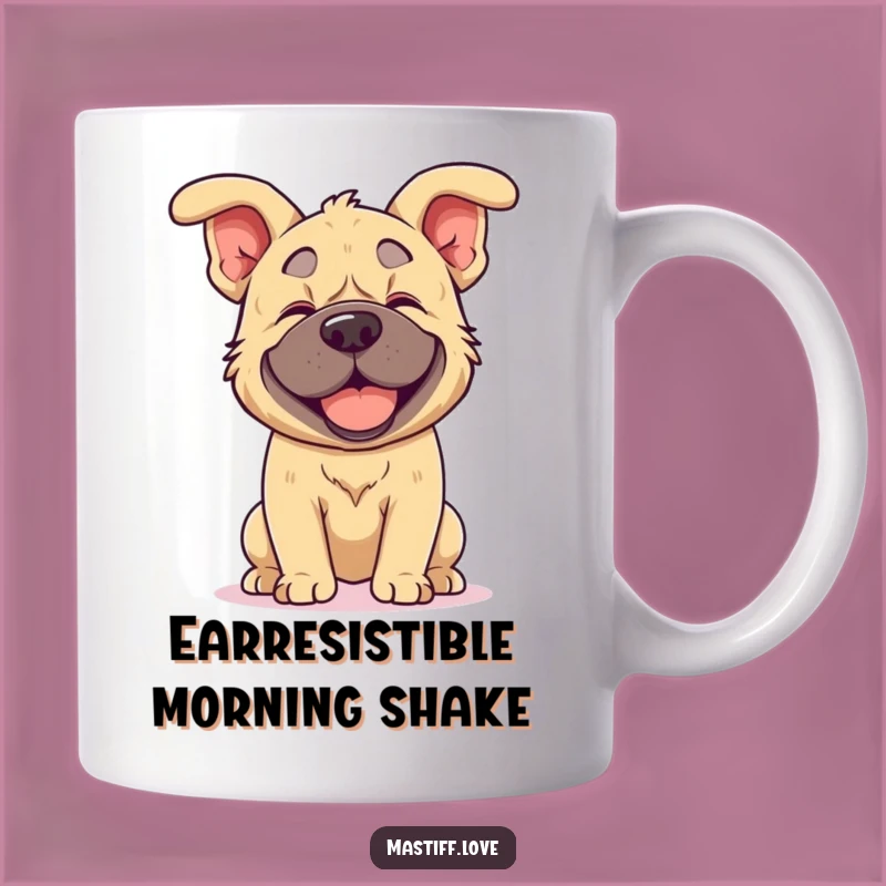 Funny Kawaii Mastiff Mug: Floppy Ears in Motion, Joyful Shake, Funny Gift
