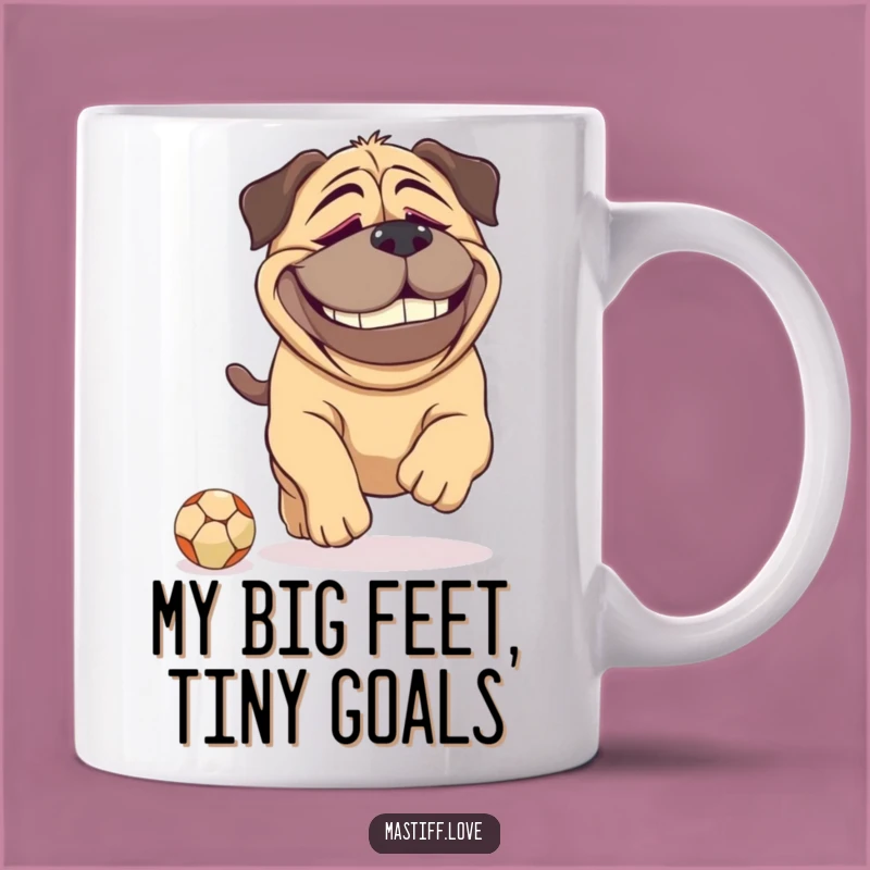 Funny Large Mastiff Chasing Ball Mug - Adorable Dopey Grin Dog Lover Funny Gift