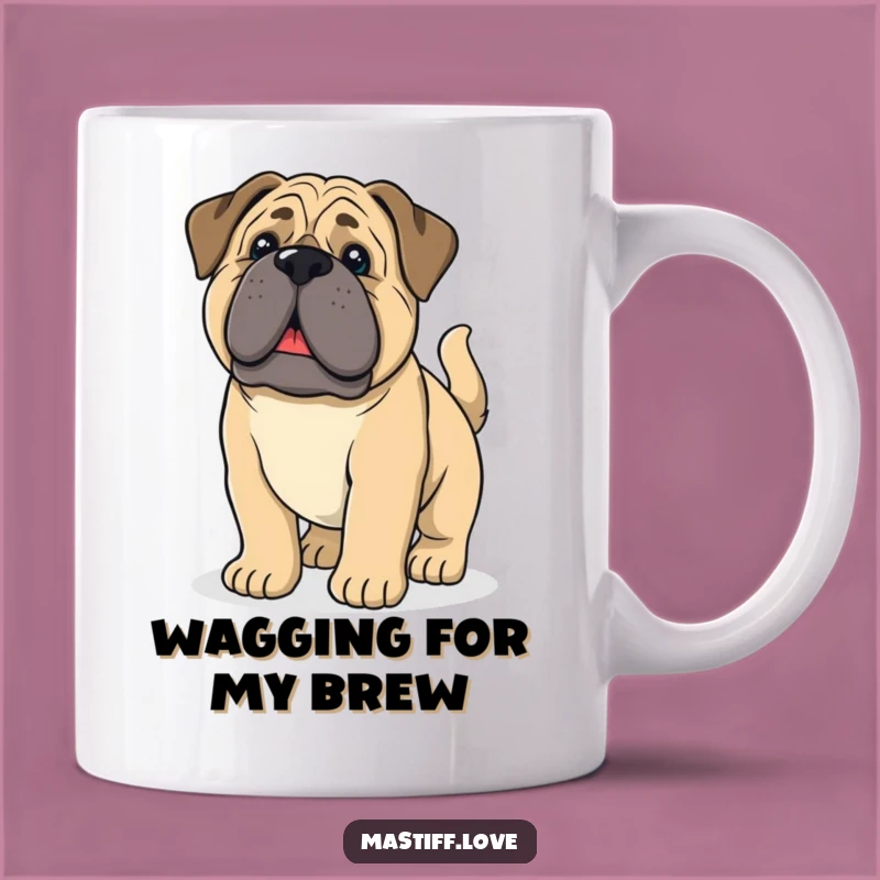 Funny Mastiff Pup Mug - Droopy Ears Wagging Tail - Adorable Gift