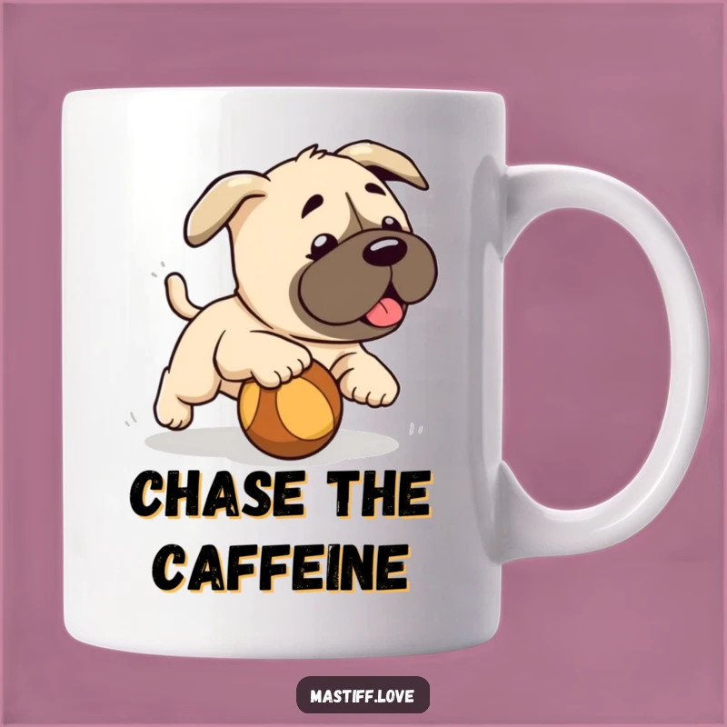 Funny Mastiff Puppy Ball Mug: Adorable Cartoon Pup Gift for Dog Lovers