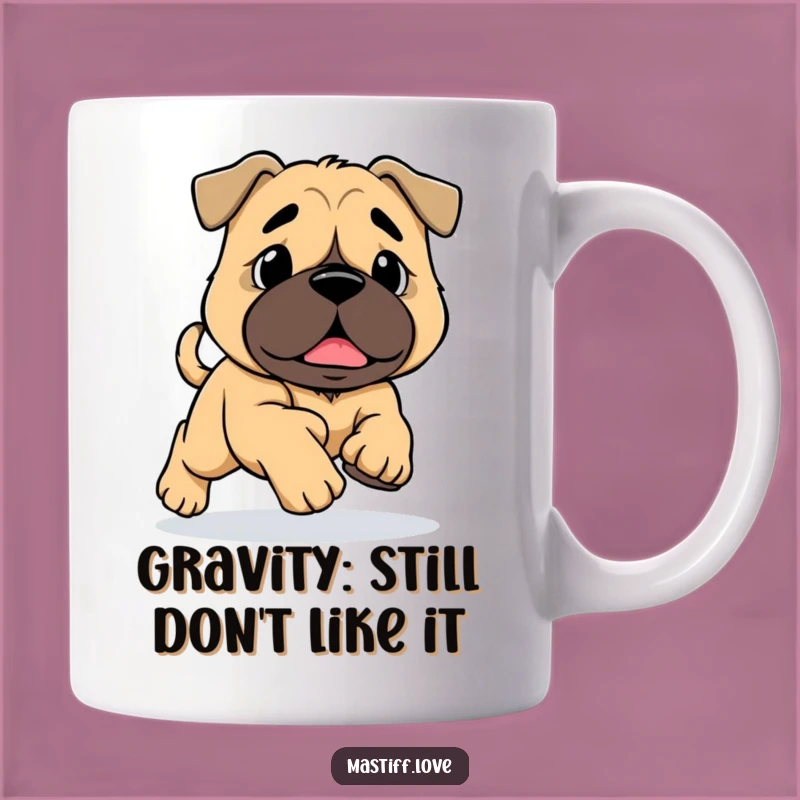 Funny Mastiff Tripping Mug: Adorable Big Paw Dog Running Gift