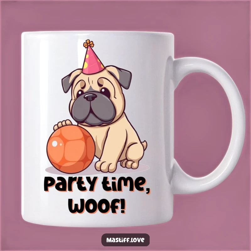 Funny Kawaii Mastiff Party Mug - Celebrate with a Pup Gift