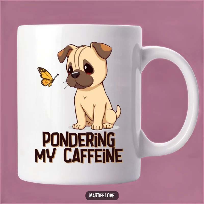 Funny Mastiff Curious Mug - Head Tilt Butterfly Watch - Gentle Dog Gift