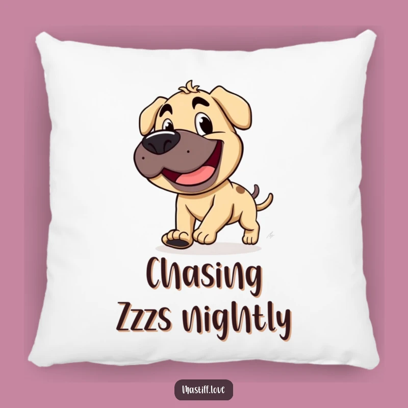 Funny Mastiff Goofy Pillow - Tail Chase - Comfy & Silly Decor