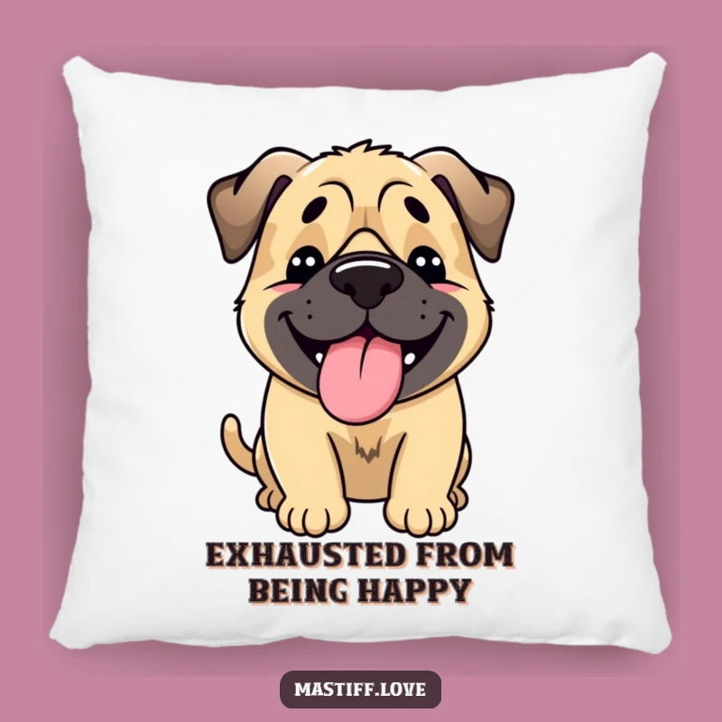 Funny Happy Mastiff Pillow: Cozy Tongue Lolling Dog Cushion Gift