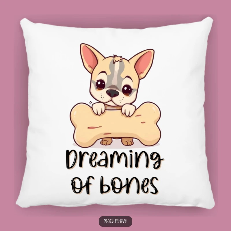 Funny Mastiff Bone Pillow: Little Peek, Humorous Decor