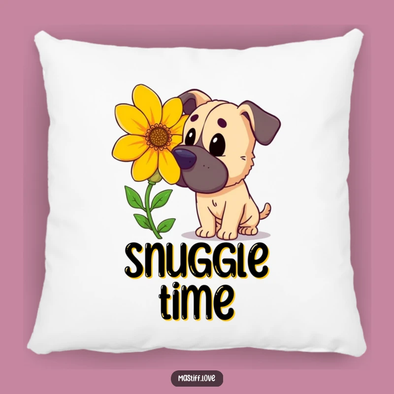 Funny Mastiff Flower Pillow: Cozy Comfort with a Curious Pup Design