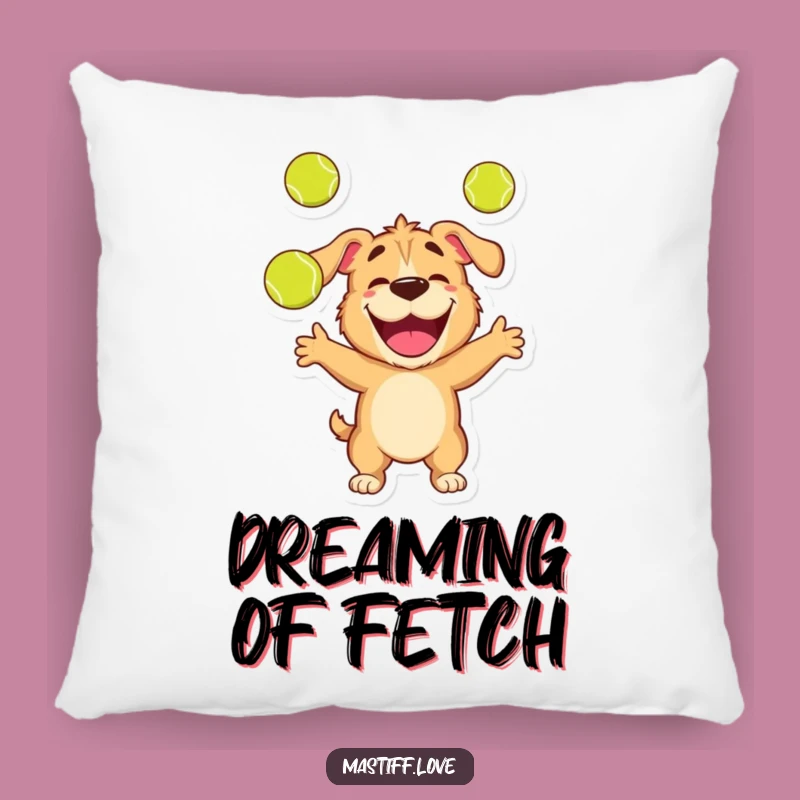 Funny Mastiff Pillow: Juggling Tennis Ball Dog Comfort Cushion