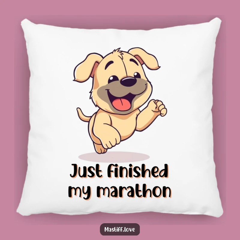 Funny Mastiff Running Pillow - Cozy Panting Pup Cushion for Relaxation