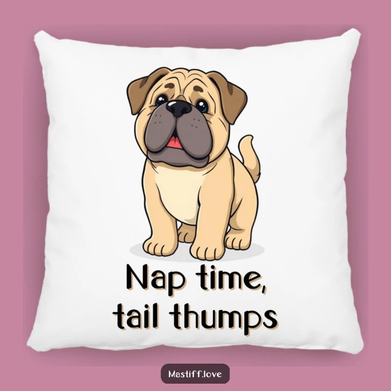 Funny Mastiff Pup Pillow - Droopy Ears, Wagging Tail - Comfy Decor
