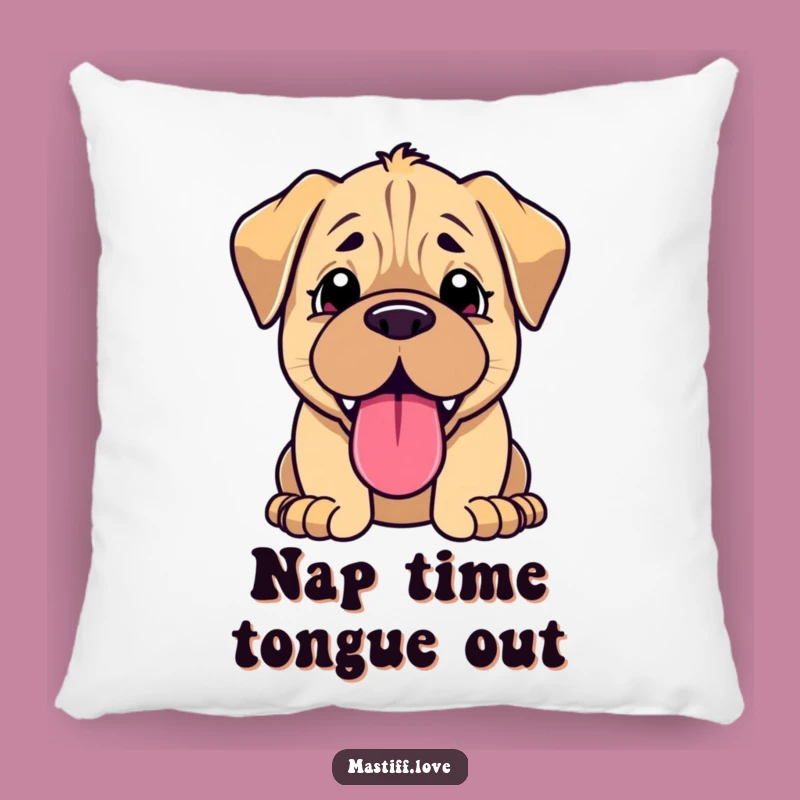Funny Kawaii Mastiff Puppy Pillow: Happy Panting Pup, Cozy Humorous Decor