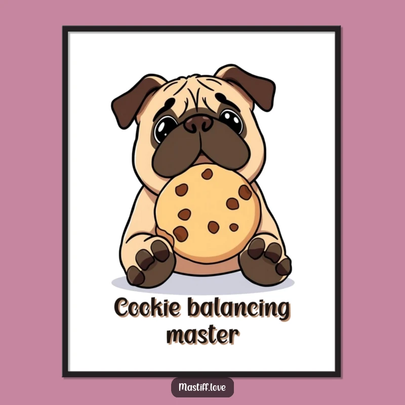 Funny Kawaii Mastiff Cookie Digital Art: Instant Joyful Dog Decor