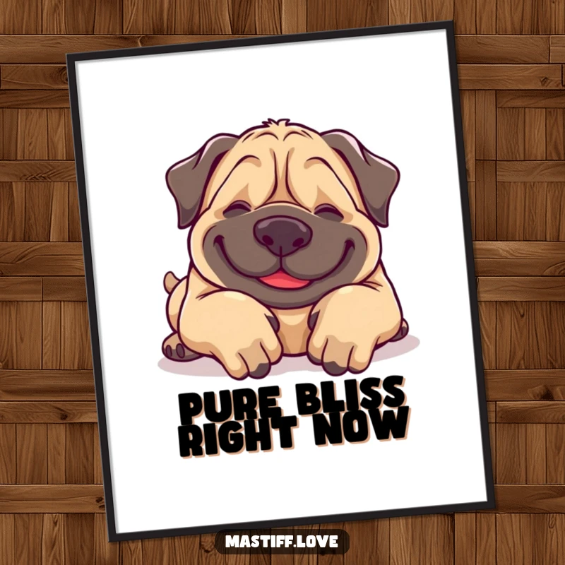 Funny Mastiff Digital Art Print: A delightful, giggling mastiff captured mid-roll, paws in the air, awaiting belly rubs.