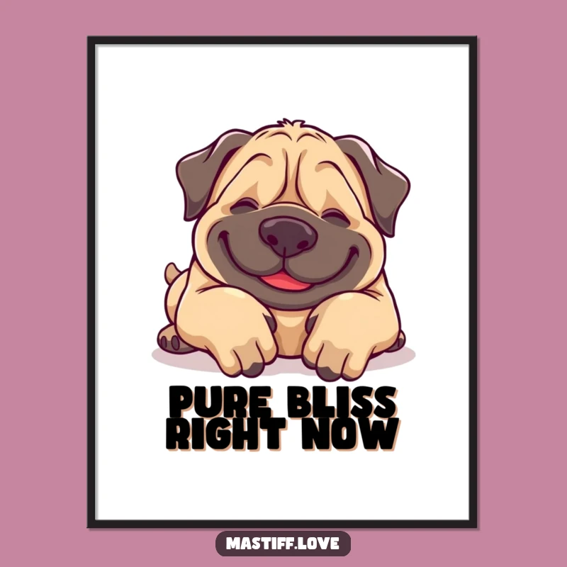 Funny Giggling Mastiff Digital Art: Belly Rub Dog Download - Instant Joy