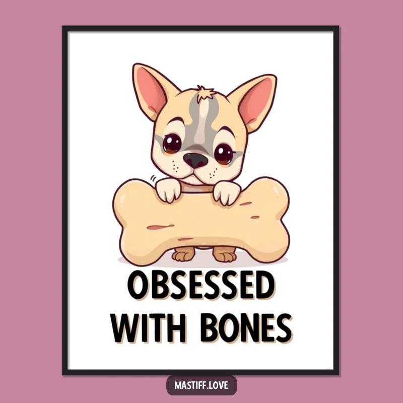 Funny Mastiff Bone Digital Art: Little Peek, Humorous Decor