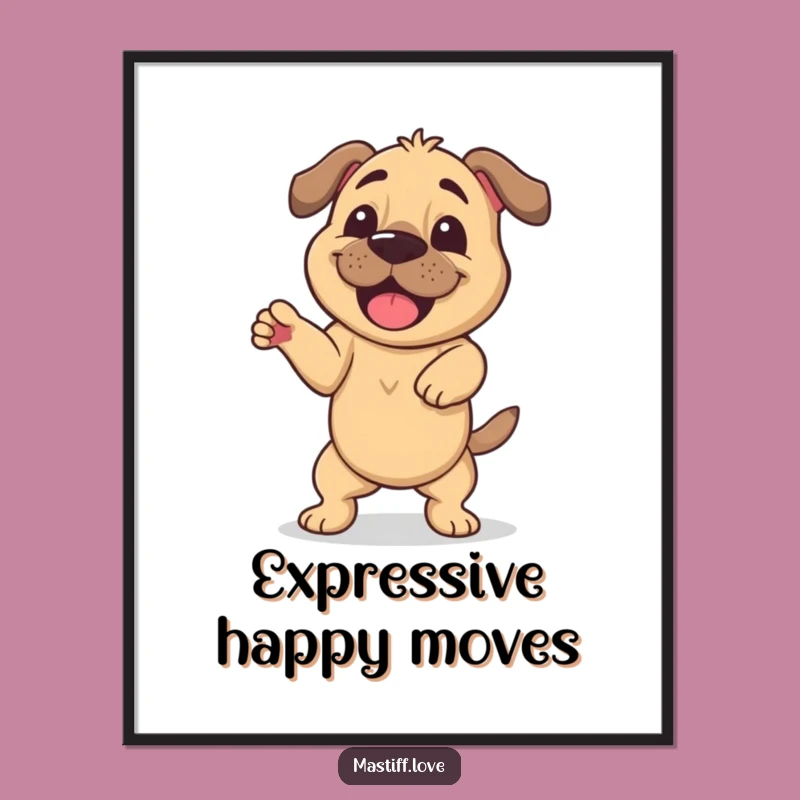 Funny Mastiff Dance Digital Art: Happy Wiggle, Humorous Decor