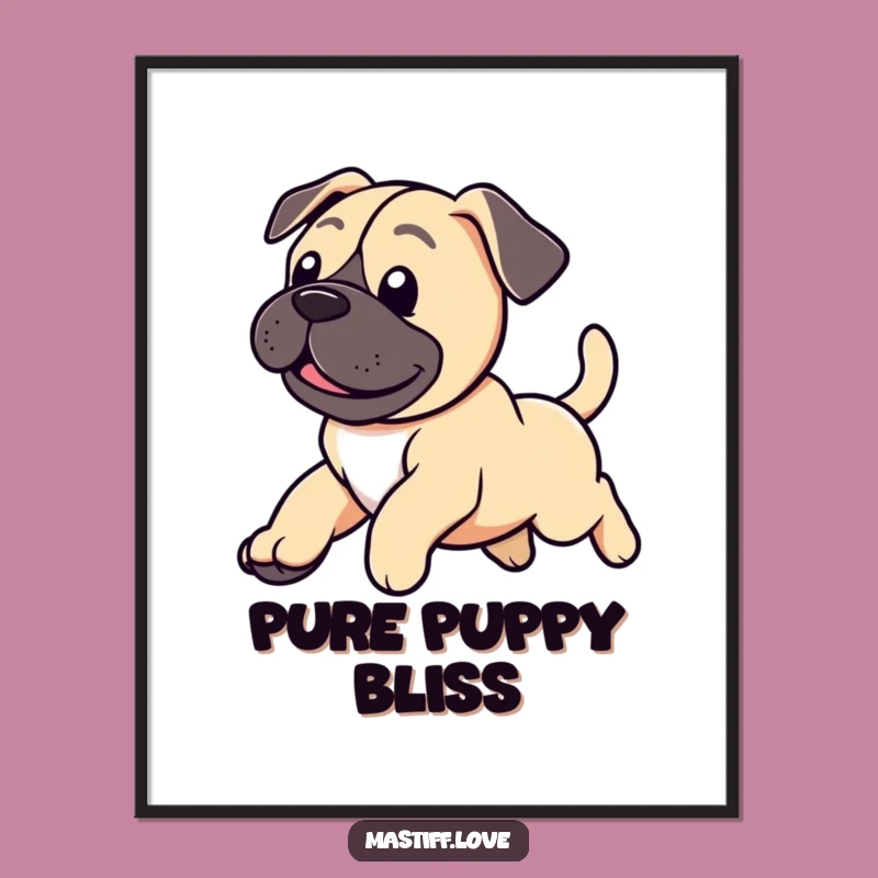 Funny Mastiff Digital Print: Instant Joy with Puppy Leap Art