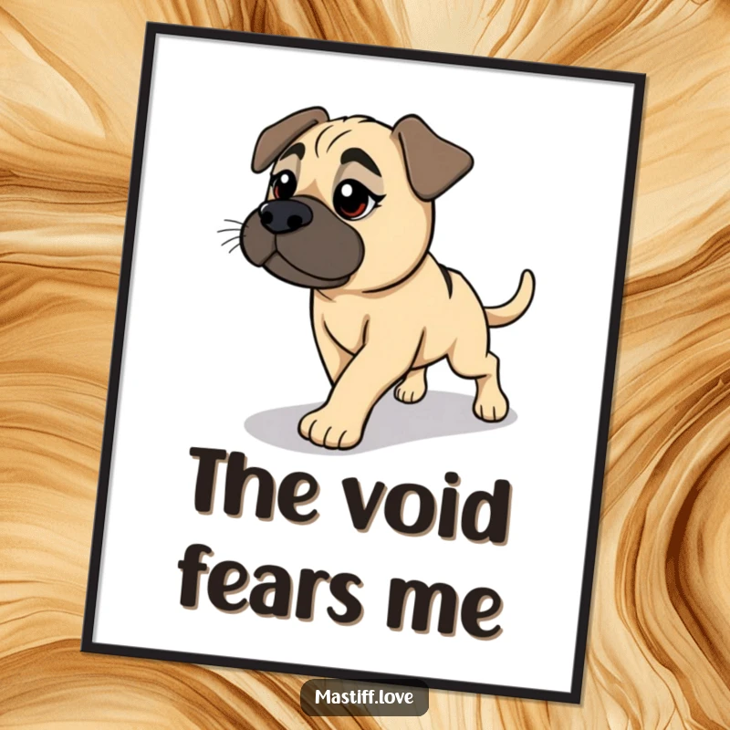 Funny Mastiff Digital Art Print: A dog comically chases its shadow, radiating friendly determination and playful energy.