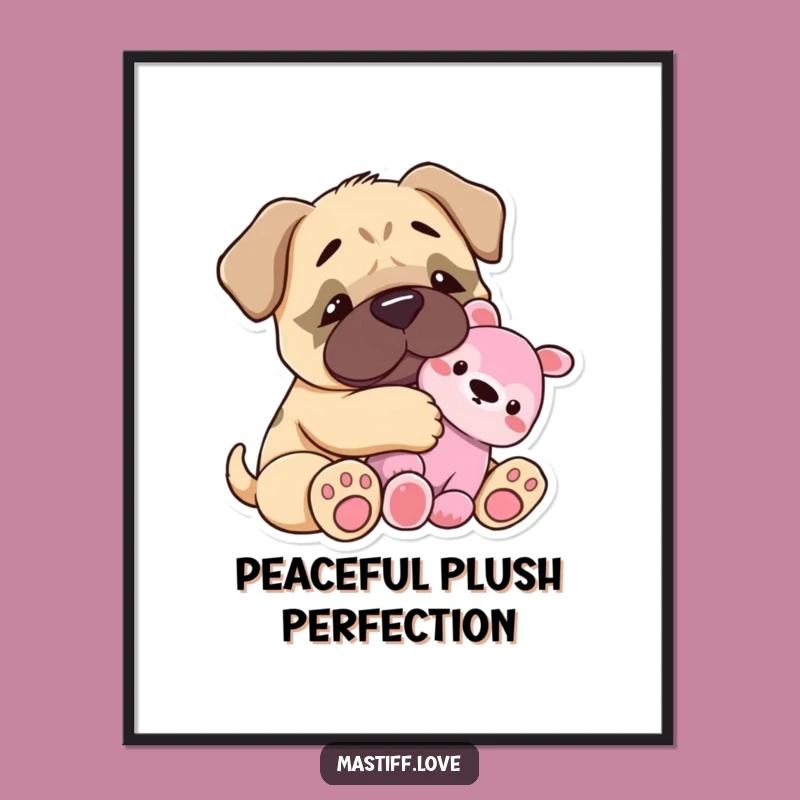 Funny Mastiff Snuggle Digital Art: Tiny Pup Artwork, Instant Hilarious Funny Gift!