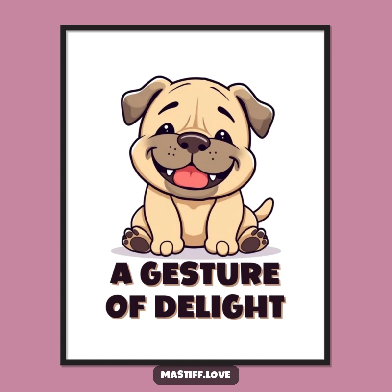 Funny Playful Mastiff Bowing Digital Print - Instant Humorous Art