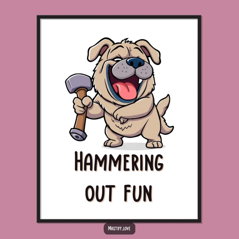 Funny Jovial Mastiff Digital Art - Hilarious Laughing Dog Print for Cheerful Decor!