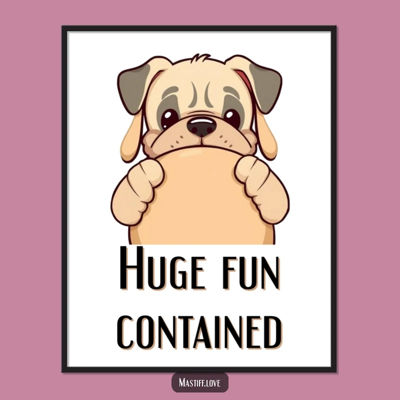 Funny Kawaii Mastiff Digital Art - Printable Joy, Adorable Wall Decor