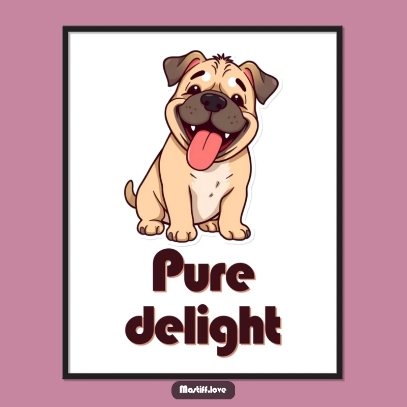 Funny Happy Mastiff Digital Art: Instant Download of Joyful Dog Portrait