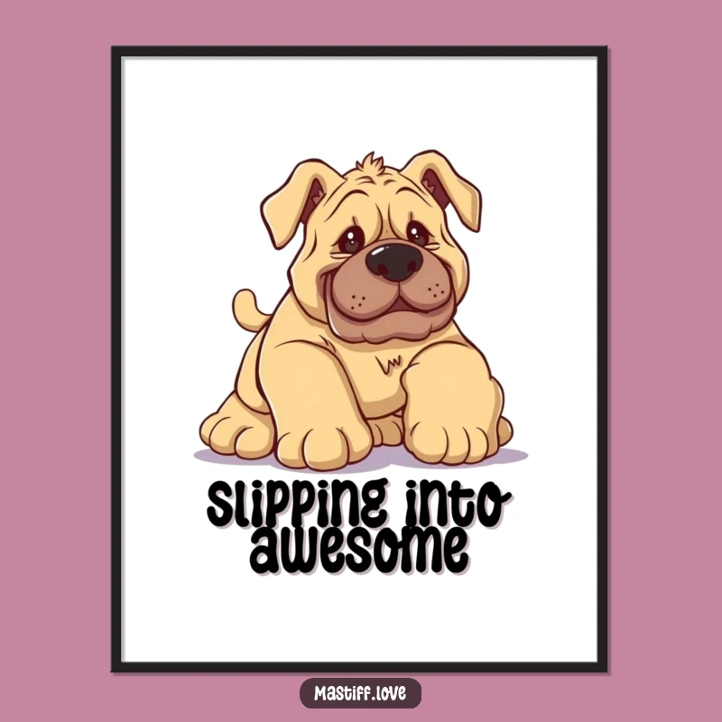 Funny Tripping Mastiff Digital Art - Hilarious Dog Downloadable Print for Comical Decor!