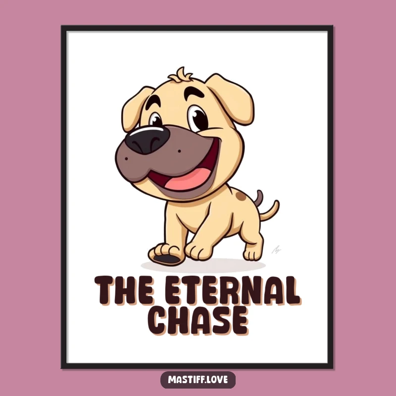 Funny Mastiff Goofy Digital Art - Tail Chase - Instant Silly Decor