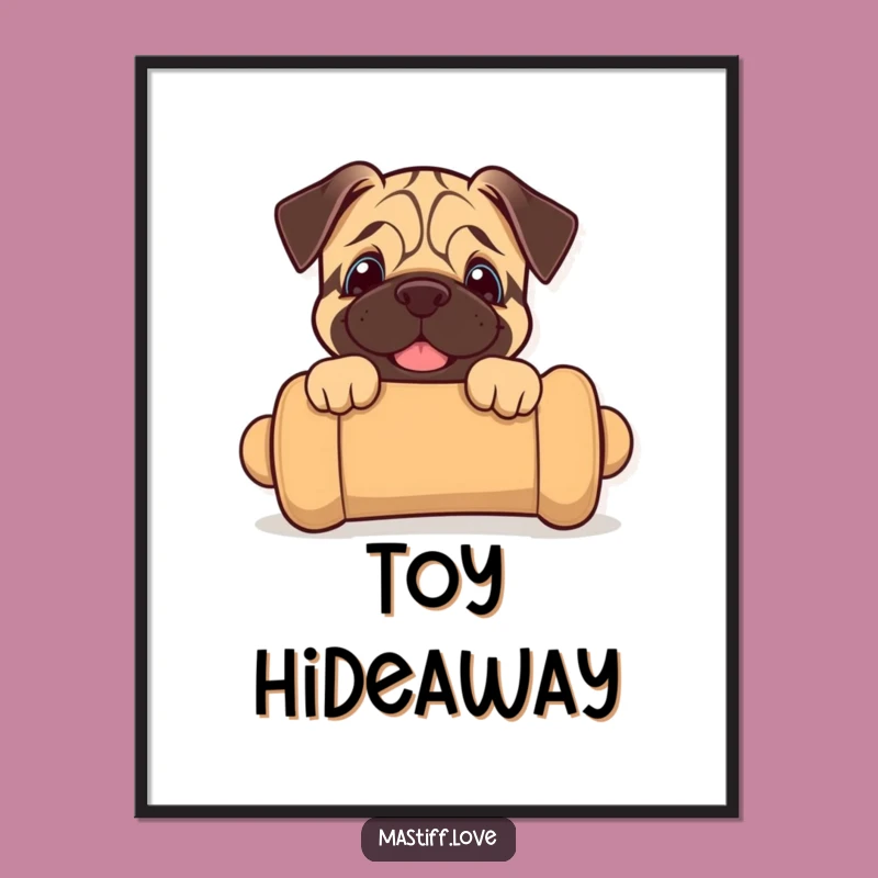 Funny Mastiff Puppy Digital Art: Printable Joyful Pup Peeking Decor, Instant Gift