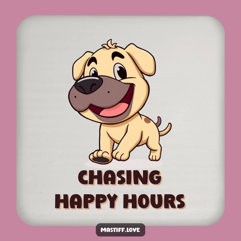 Funny Mastiff Goofy Coasters - Tail Chase - Table Protection