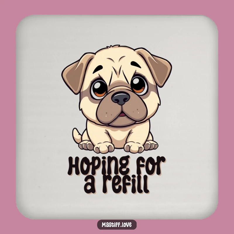 Funny Kawaii Mastiff Coasters (Set of 4): Innocent Eyes Protect Surfaces, Funny Gift