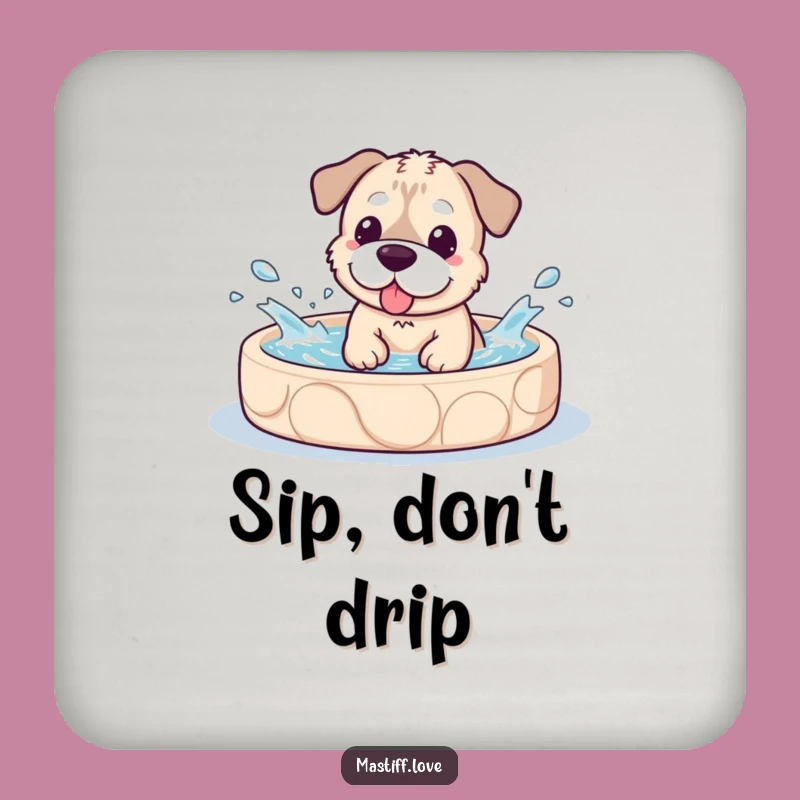 Funny Kawaii Mastiff Pool Splash Coasters, Protect Your Tables Gift